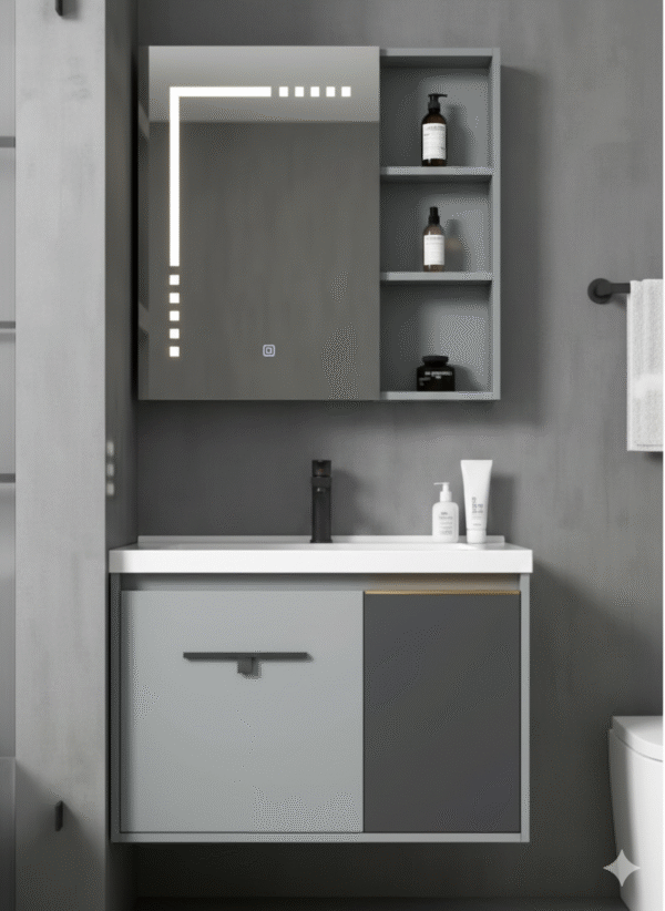 60cm Single bowl cabinet basin with smart cabinet mirror (NS2202B -60)